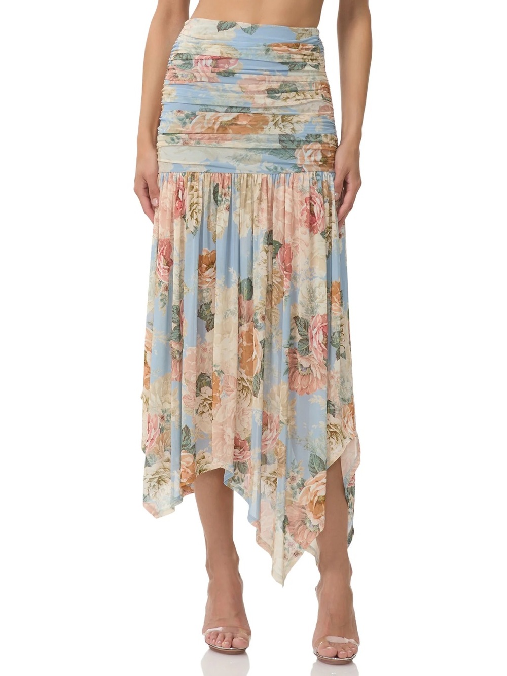 AFRM Estella Mesh Maxi Skirt in Soft Slate Bloom Mesh. Size 1X. Brand new!
